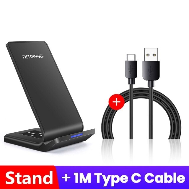 15W Quick Charge 2 in 1 Wireless Charging Stand Dock for iPhone 11 XS XR X 8 Samsung S20 S10 Plus USB C Wireless Charger Holder: 15W 2 in 1 Charger