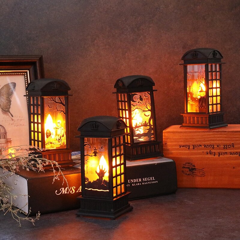 Halloween Vintage citrouille château lumière lampe fête suspendus décoration fantôme main citrouille fête veilleuse LED Festival lanterne