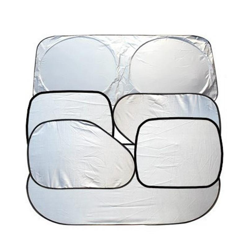 Folding Silvering Reflective Car Windshield Window Sun Shade Visor Shield Cover Suction Cup Car Sunshield Sunscreen Curtain 6Pcs