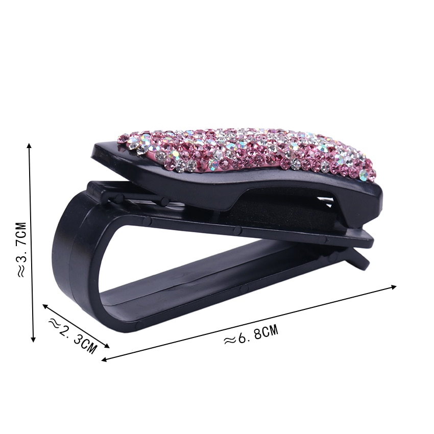 1PC Sun Visor Glasses Bracket Bill Clip Portable Sunglasses Eyeglasses Car Interior Supplies Rhinestone Diamond Decoration Clip