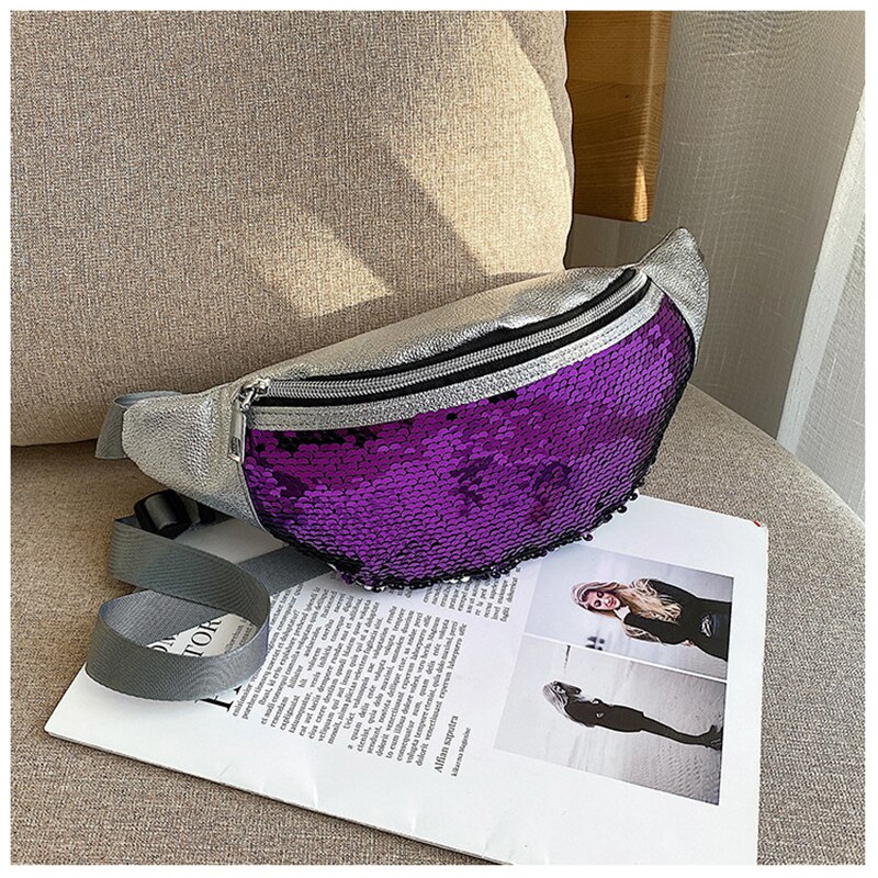 Sequin Waist Bag Women Glitter Fanny Pack for Girls Belt Bag Ladies Colorful Hip Bum Pouch Crossbody Chest with Adjustable Strap