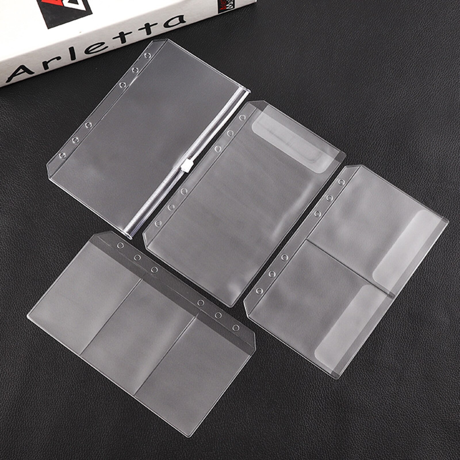 12pcs A6 PVC Translucent Storage Cards Holder Set For ID Card Bank Card 6 Hole Loose Leaf Filing Storgae Bags