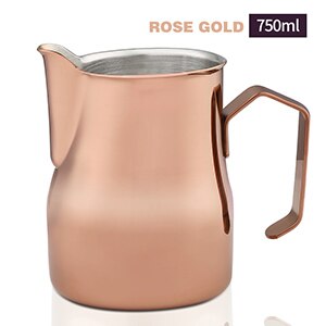 550ml 750ml Milk Frothing Jug Espresso Coffee Pitcher Barista Craft Coffee Latte Stainless Steel Espresso Milk Jug: Rose gold  750ml