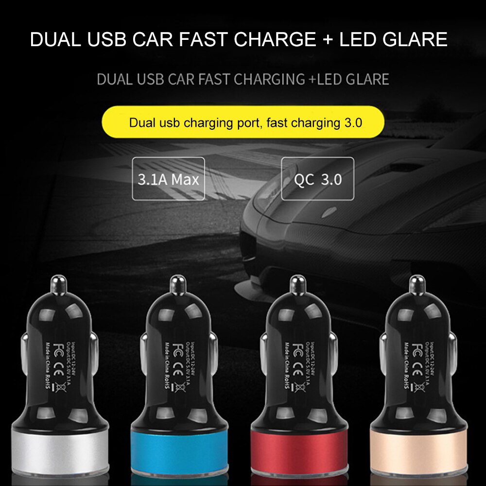 3.1A Led Display Car Charger Multifunctionele Dual Usb Snel Opladen Auto Oplader Voor Xiaomi Samsung Iphone Auto Elektronica