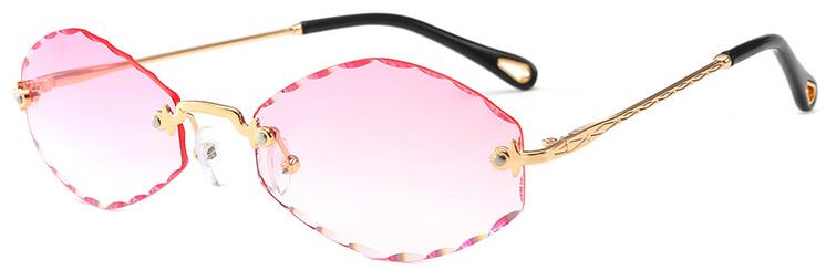 Populaire Kleine Randloze Zonnebril Dames Luxe 90 S Vintage Paars Ovale Zonnebril Man Oculos De Sol: C2 gradient pink