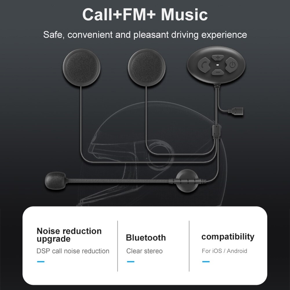 SALES! DK11 Bluetooth 5.0 Rechargeable Waterproof Motorcycle Headset Helmet Headphone