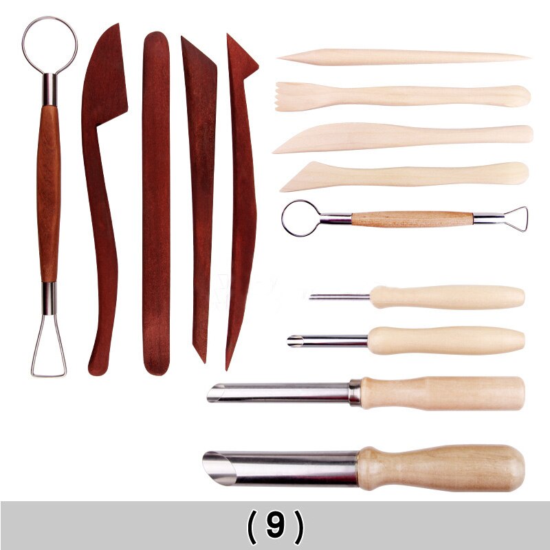 1Set Wood Handle Pottery Set Pottery Tools Smoothing Polymer Shapers Rock Painting Kit Wax Carving Sculpt Pottery Clay