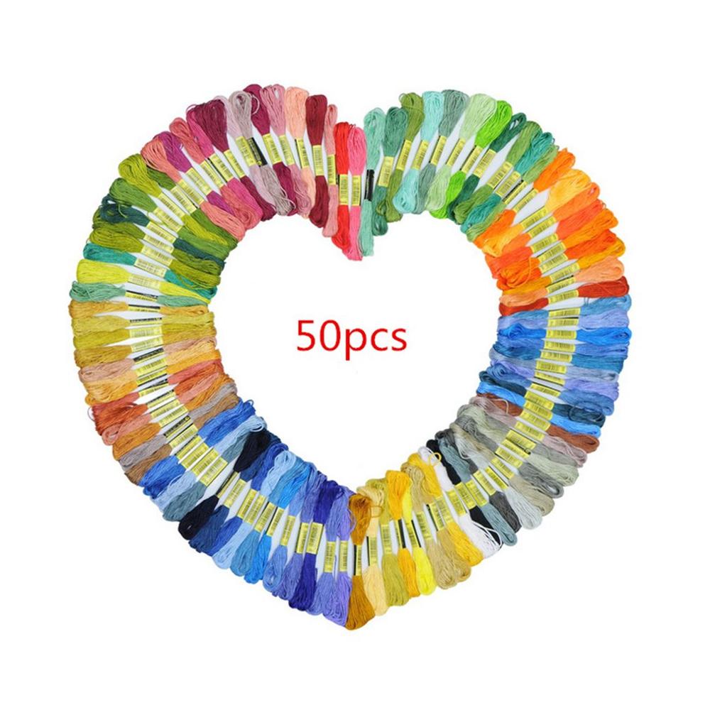 50/100 Colors Cross Stitch Thread Polyester Cotton Embroidery Thread Rainbow Color Hand Embroidery Braided Thread In Stock: 50 colors