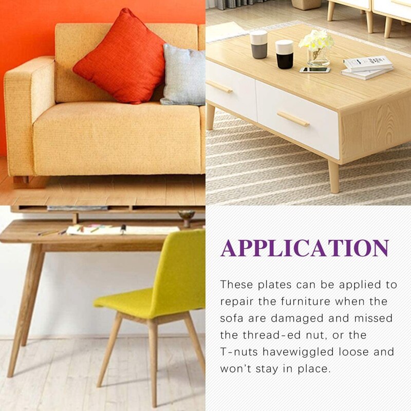 8 Sets Leg Mounting Plates with Hanger Bolts Screws Furniture Leg Attachment Plates Industrial Strength T-Plate M8