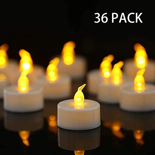 Tea Lights, 36 Pack Flameless LED Tea Light Candles Realistic Flickering Bulb Battery Operated Tea Lights(Warm Yellow)