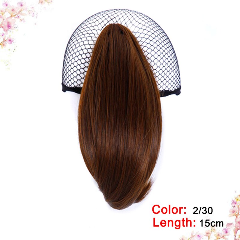 DIANQI Synthetic Hair Short Curly Blonde Black Small Ponytail Hair Grab Clip Hair Extensions For Women wigs: 2i30
