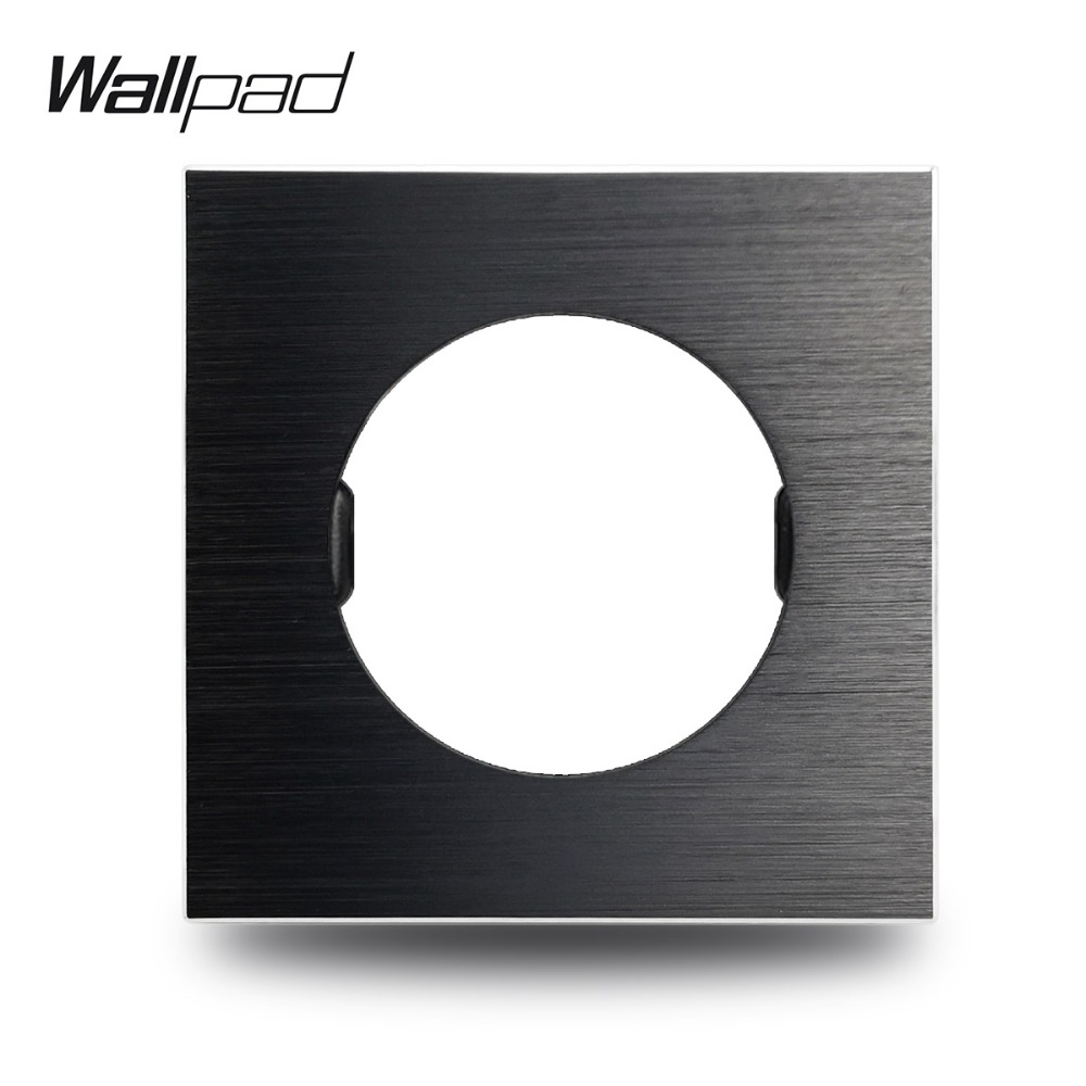 Wallpad  l6 diy sort uk eu universal børstet aluminium vægkontakt stikkontakt metalplade fri kombination , 86*86mm