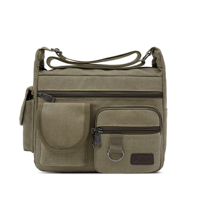 Canvas Messenger Bag Vintage Waterbestendig Waxed Crossbody Tassen Aktetas Gewatteerde Schoudertas: Army Green