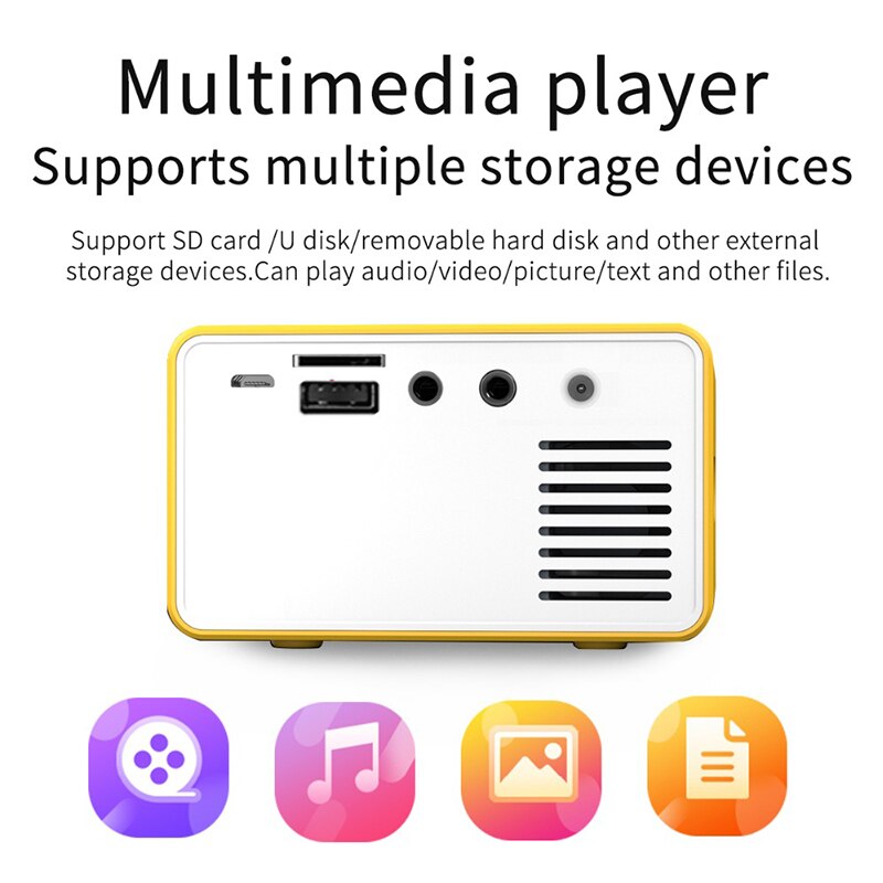T300 led mini projector ondersteunt 1080p hdmi usb home mediaspeler 24-80 inch 240-1080p led display mini projector