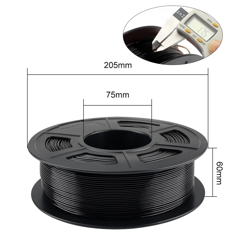 Hiprecy PETG 3D Printer Filament 1.75mm Dooling Material Black Color PETG 3D Filament Consumables 1KG/2.2LBS