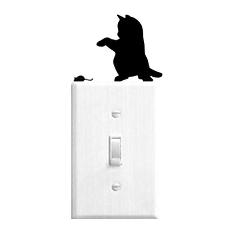 DIY Funny Cute Black Cat 3D Cartoon Animls Switch Decal Wall Stickers Home Decals GJJJTZ843: D