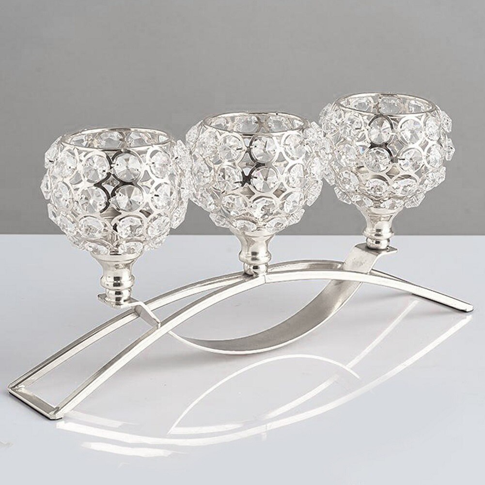 Candelabros de 3 brazos con arco de cristal, portavelas de puente, tazón, adorno romántico para decoración del hogar y boda