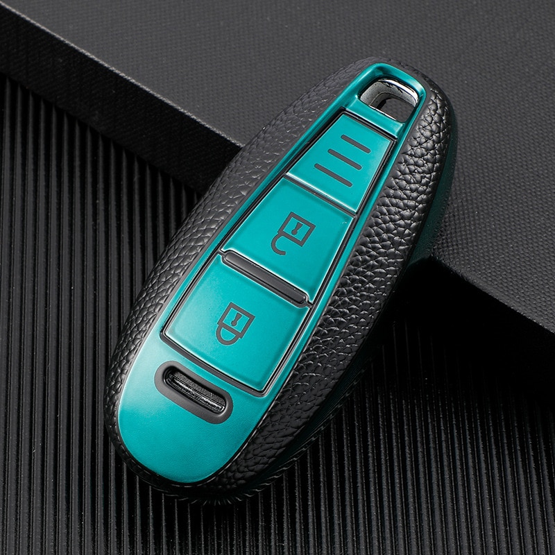 Carbon key fob cover case hood skin protect holder for SUZUKI Swift Sport SX4 SCORSS grand vitara remote car accessori: Green