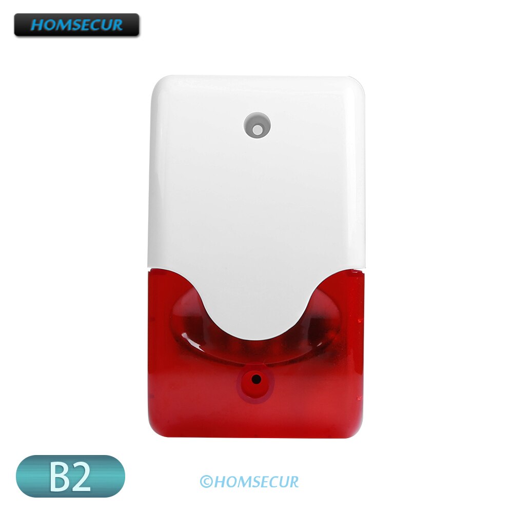 HOMSECUR 433MHz Home Alarm Accessories(Flash Siren/Smoke Sensor/IP camera/Glass Sensor,A19 etc. ) For Our Home Alarm Systems: Wired Flash Siren B2