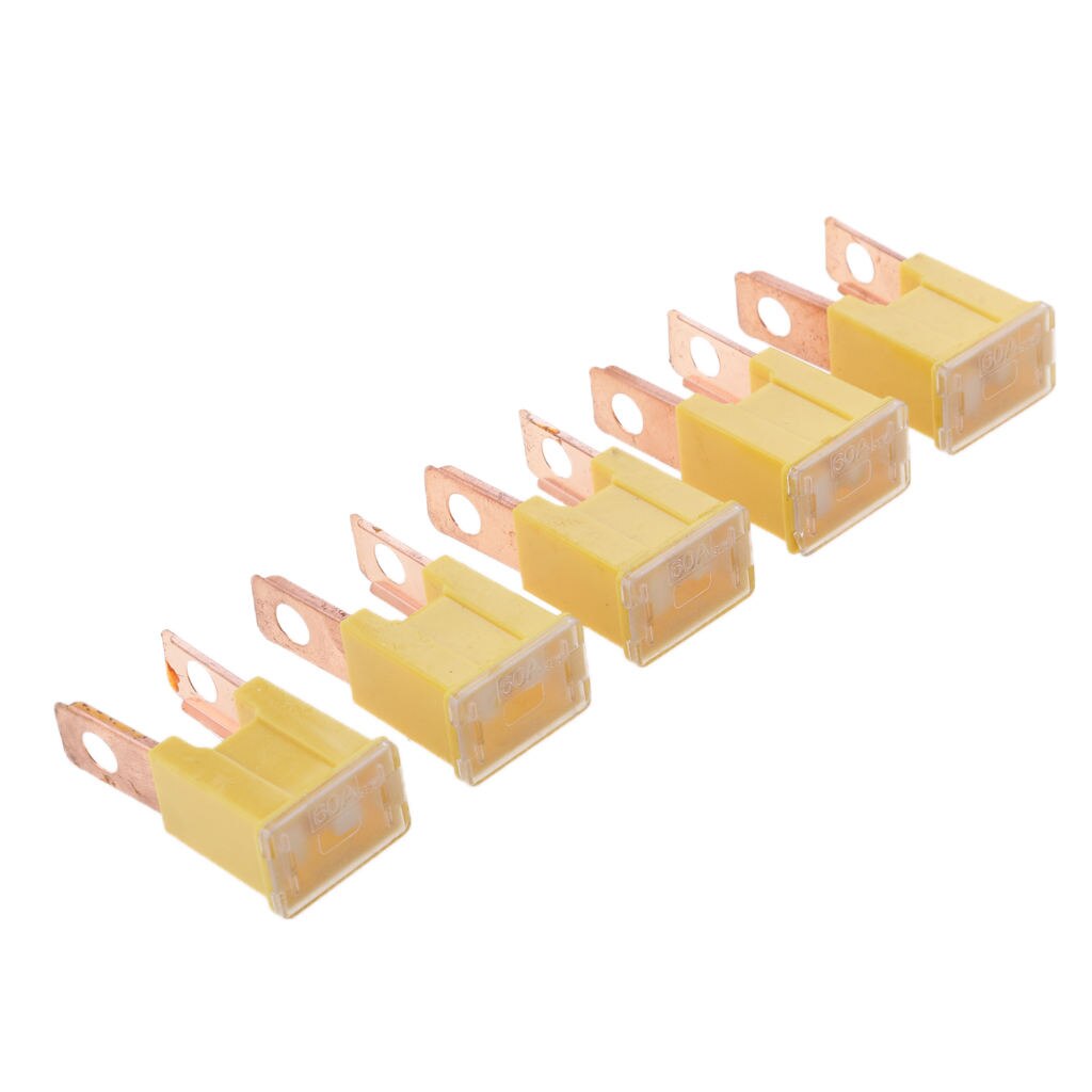 5 Pieces Replacement Car 32V 30A-120A Slow Blow Male PAL Straight Blade Fuses: Yellow 60A