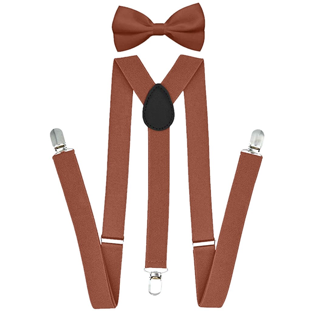 Hemd Hosenträger Jeans Hosenträger Hosen Für Männer Mit Bowtie einstellen Jungen Frauen Jungen Mädchen Erwachsene Einstellbare Elastische Fliege Bowtie setzt: Braun