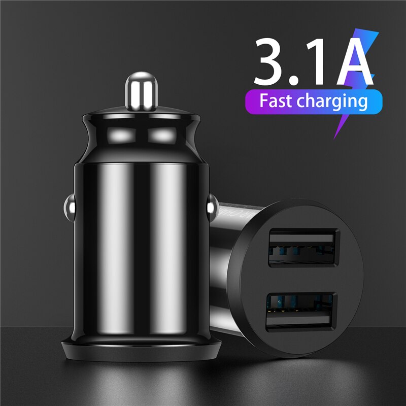 Lovebay Mini Car Charger Adapter Dual USB Ports 3.1A Fast Grain Charger For Mobile Phone Tablet GPS Car Charging for iPhone 11