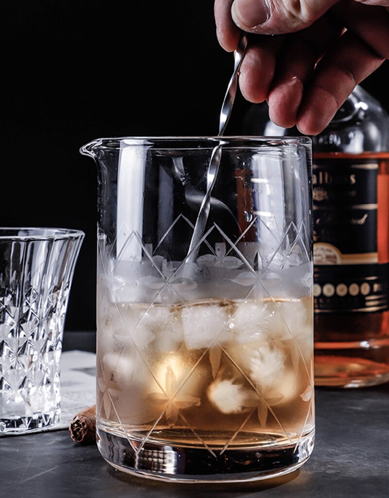 Vaso Mezclador de cristal de estilo japonés, patrón de diamante, 600ml