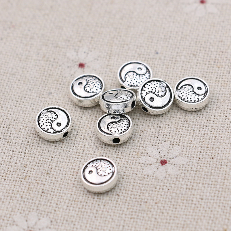 8Mm Verzilverd Yin Yang Spacer Losse Kralen Voor Sieraden Maken Armband Ketting Oorbellen Accessoires 20 Stuks