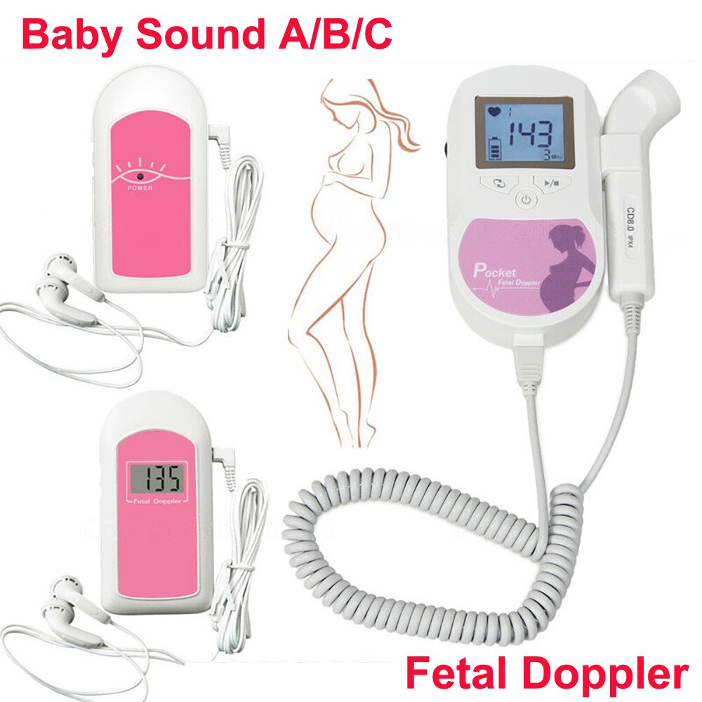 Doppler fœtal de poche 2MHZ 3MHZ 8MHZ, A B C, détecteur de battements de cœur pour bébé, moniteur de fréquence cardiaque à domicile pour femme enceinte