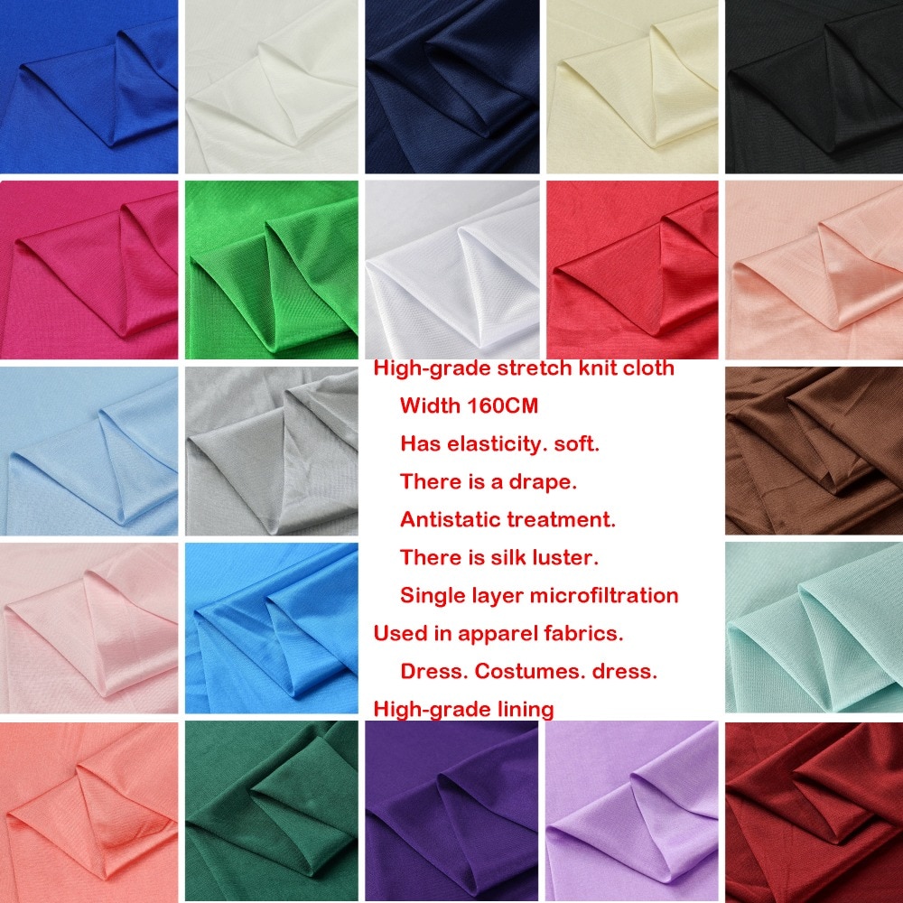 High-elastic and light-elastic knit Ribery fabric lining lining chiffon skirt fabric elastic force. soft. Drape. Silk luster.