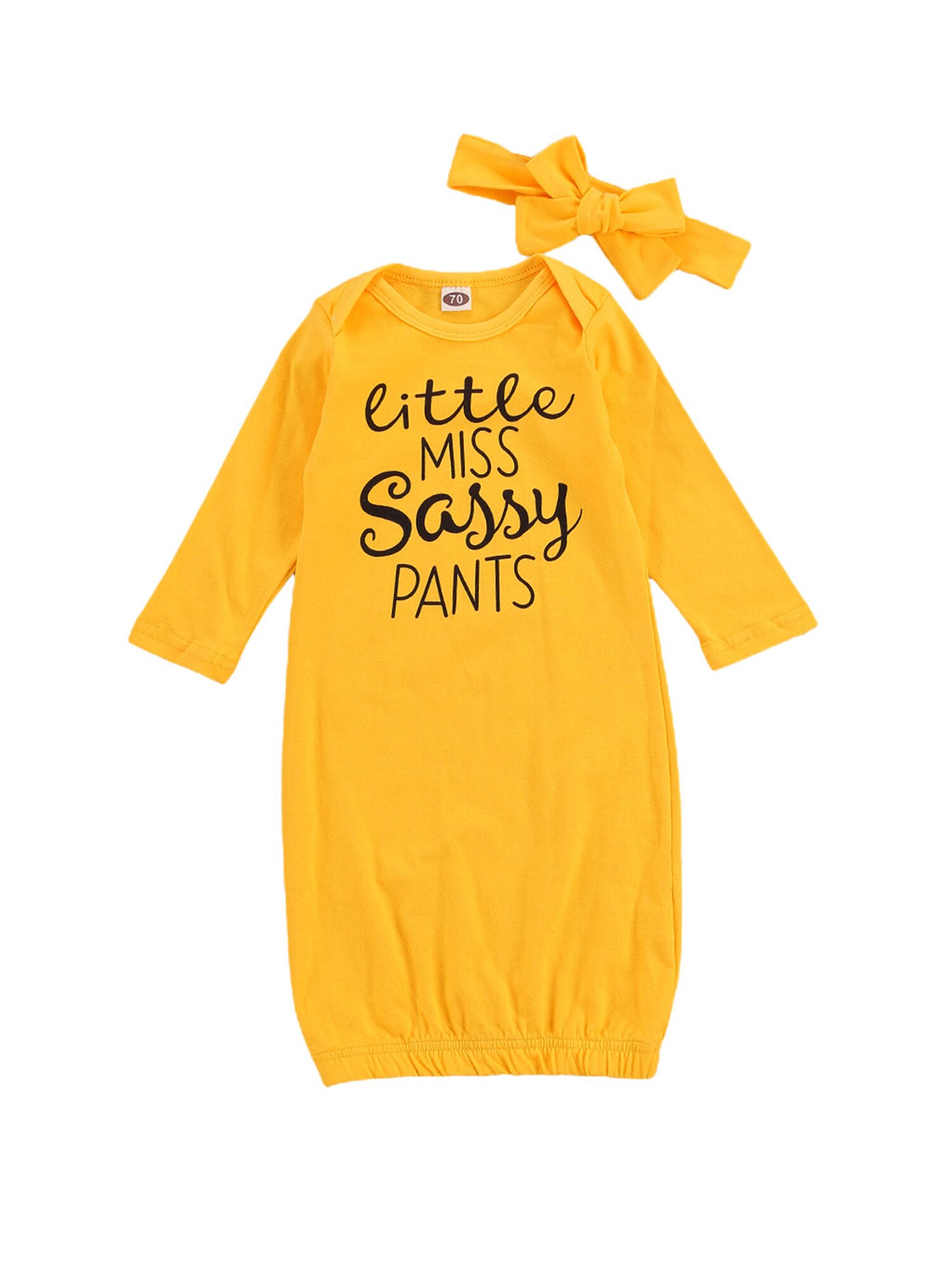Citgeett Peuter Baby Meisjes Jongens Slapen Set Brief Print Lange Mouwen O-hals Slapen + Effen Kleur Hoofdband Lente Herfst Kleding