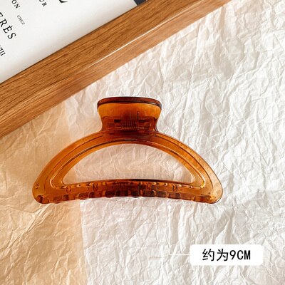 Hangzhi 2020 novo vintage grandes garras de cabelo pérola marrom acrílico lavagem rabo de cavalo titular grampos de cabelo para acessórios de cabelo feminino: F-9cm
