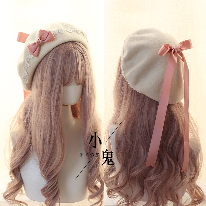 11 farben Junges Mädchen Maler Hut Japanischen Lolita Süße Woolen Kappe Koreanische Frauen Handgemachte Spitze Bogen Herbst Winter Warm berets: 4
