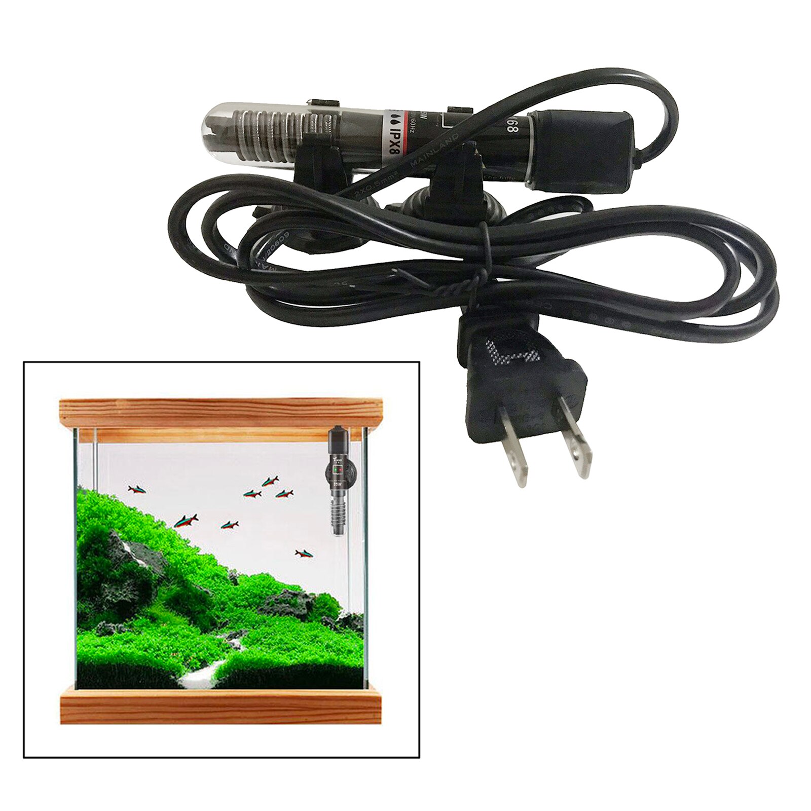 Small Aquarium Fishtank Water Heater Submersible 110V, Quartz Glass, Easy Installation