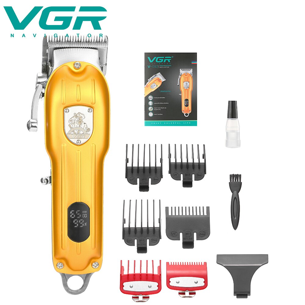 VGR hair trimmer VGR V-090 USB rechargeable hair clipper oilhead clipper hair carving push white LED10W powerful haircut machine