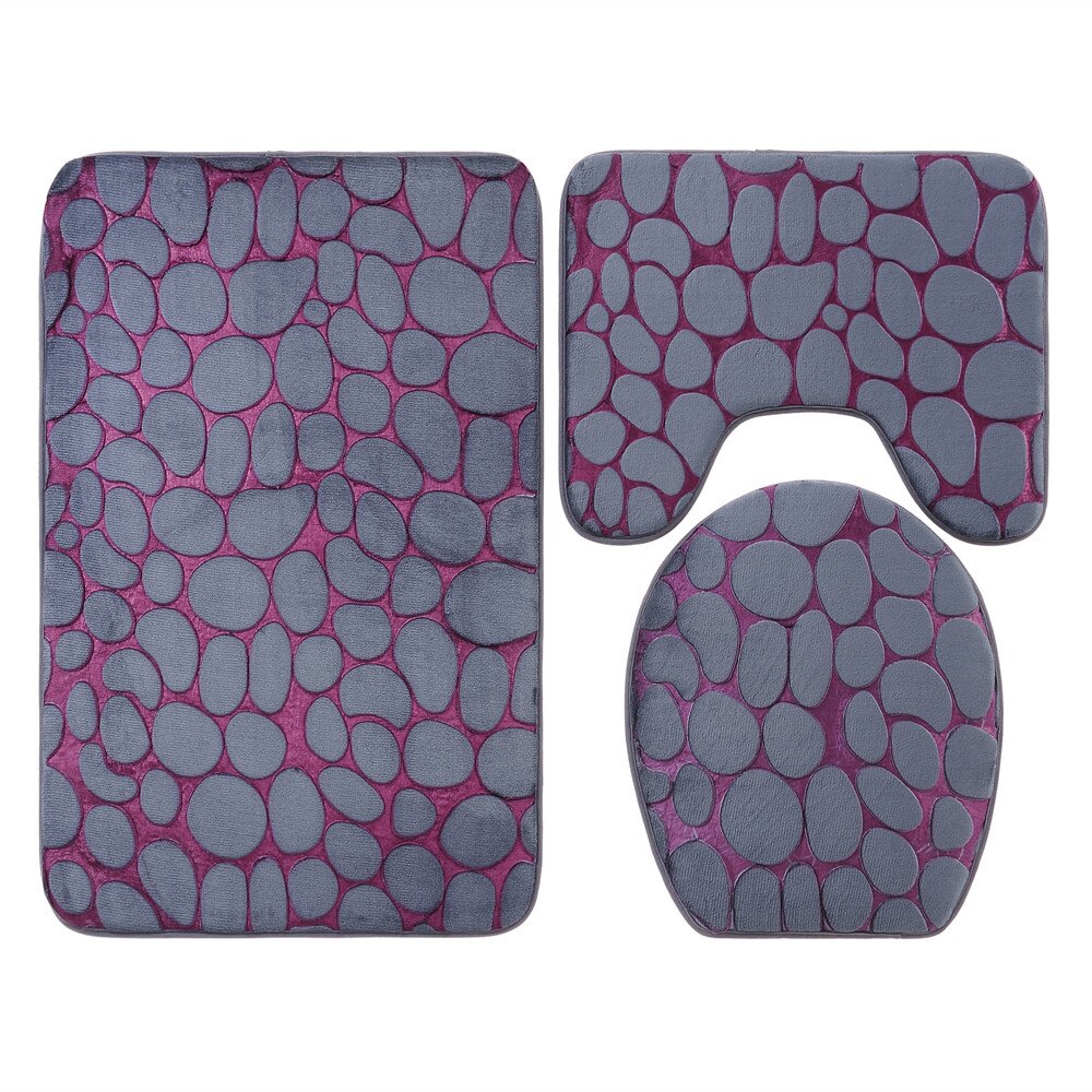 1 set bath mat bathroom set bathroom carpet bathroom rug set Toilet carpet three piece set Anti skid foot pad at cylinder edge: H