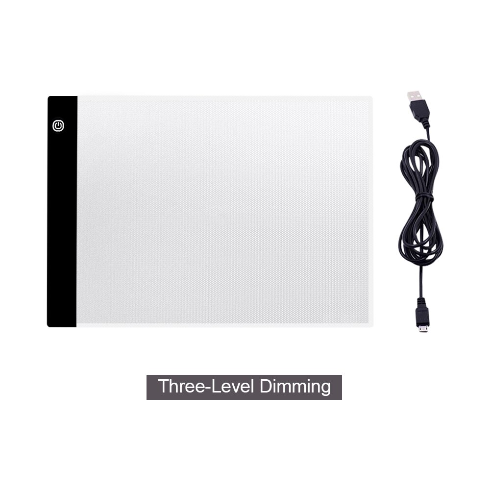 CHIPAL Digital A4 Drawing Tablet Graphics Tablets USB Dimming LED Light Box Electronics Art Diamond Painting Writing Copy Board: Black Three-level