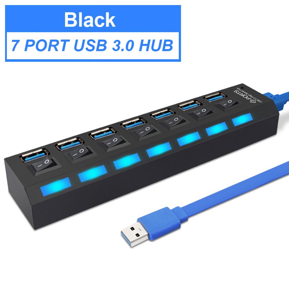 NEUE USB 3,0 Hub 2,0 Hub Multi USB Splitter 4/7 Hafen Expander Mehrere USB 3 Hab Verwenden Energie Adapter USB 3,0 Hub mit Schalter: 4