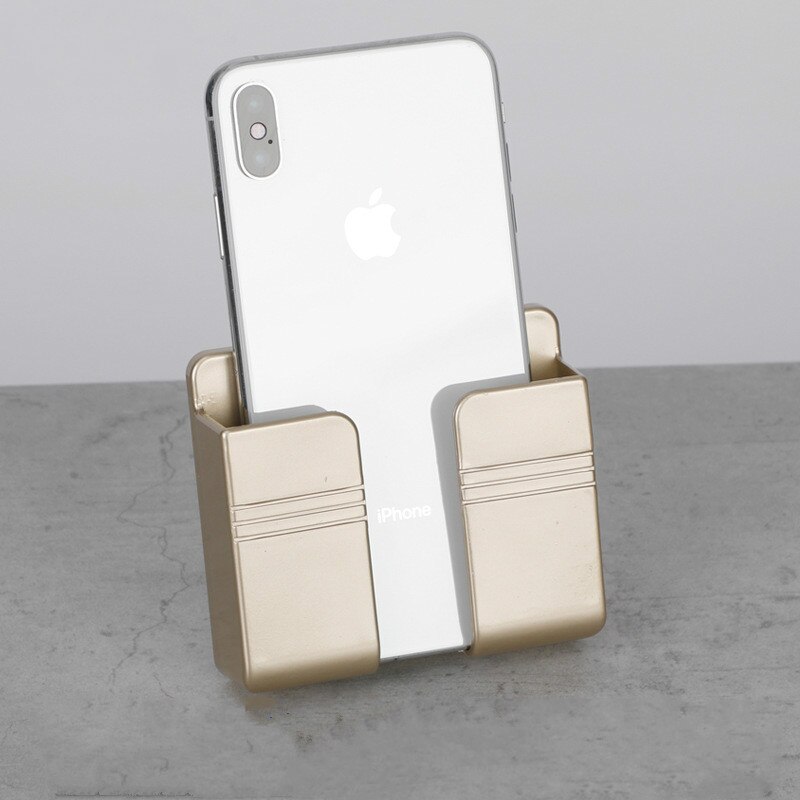 Wandmontage Organizer Opbergdoos Afstandsbediening Gemonteerd Mobiele Telefoon Plug Muur Houder Opladen Multifunctionele Houder Stand Thuis: A-Gold