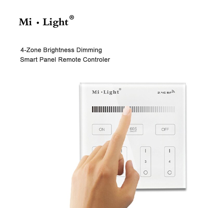 Neue Milight Led Panel Controller 2,4G wireless 4 Zone RF Dimmbare dimmer remote Touch Panel Wand-montiert rgb led Controller