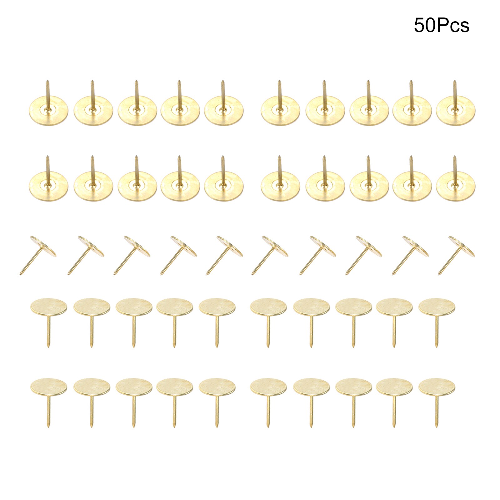 Chinchetas de Metal de cabeza redonda plana para tapicería, tachuelas clásicas de bronce antiguo/oro, 15x19mm, decoración de sofá, 10-100 Uds.: 50PCS Gold