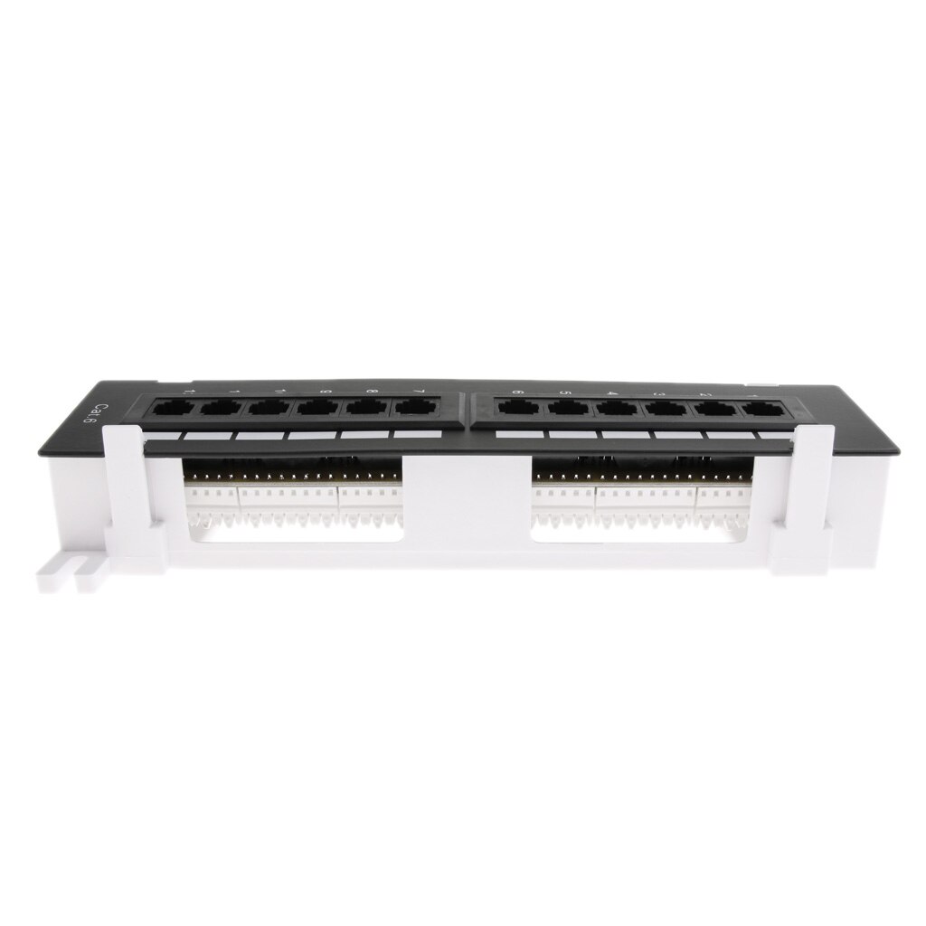 Network Tool Kit 12-port Cat5e/6 UTP LAN Wall Patch Panel Networking Wall Mount Rack Mount Bracket Black