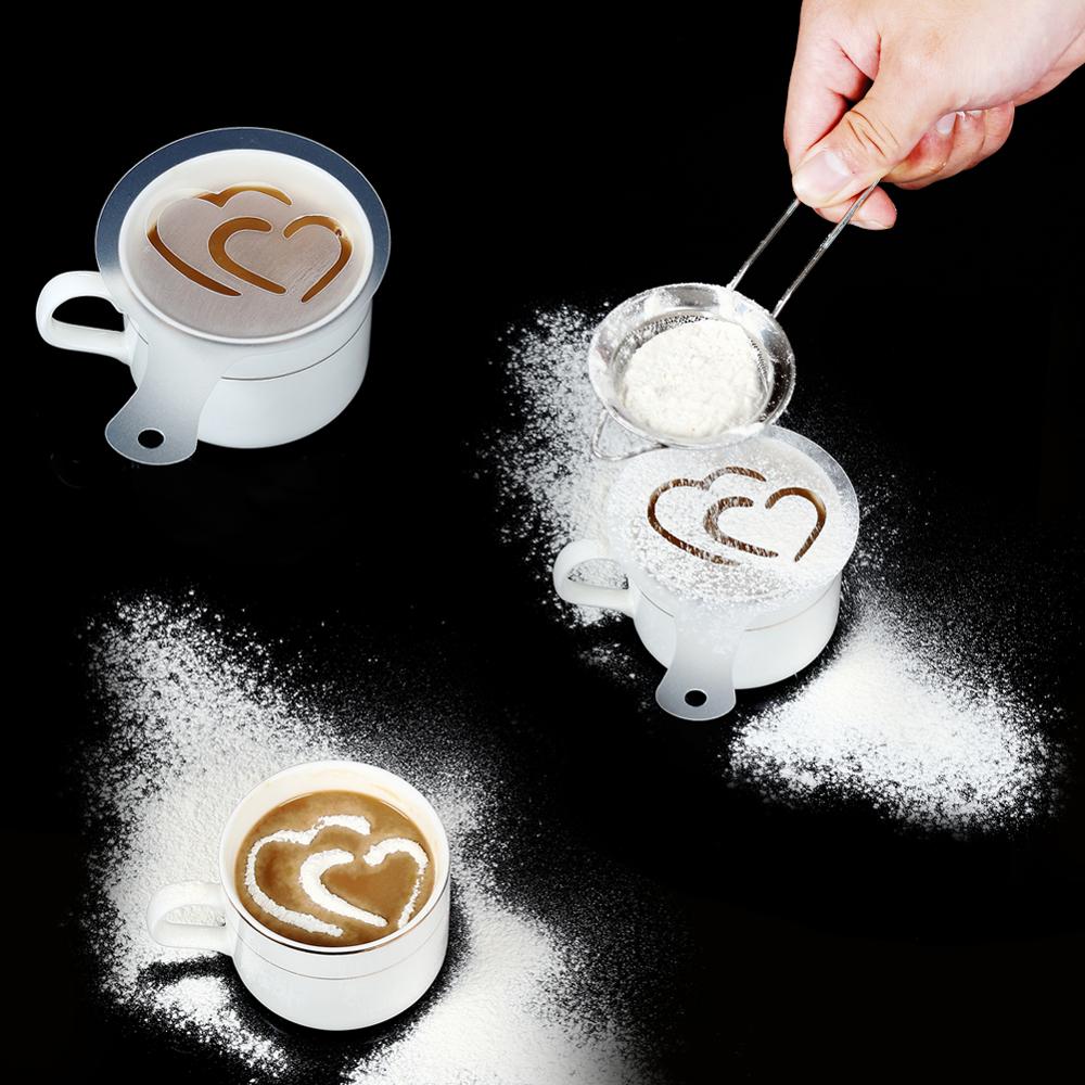 12 stk kaffe stencils mælk cupcake kage stencil skabelon form latte cappuccino barista kaffe kage dekorationsværktøj