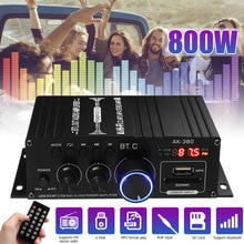 800w amplificador de potência de alta fidelidade áudio karaoke amplificador de teatro em casa 2 canais bluetooth classe d amplificador baixo player música fm rádio
