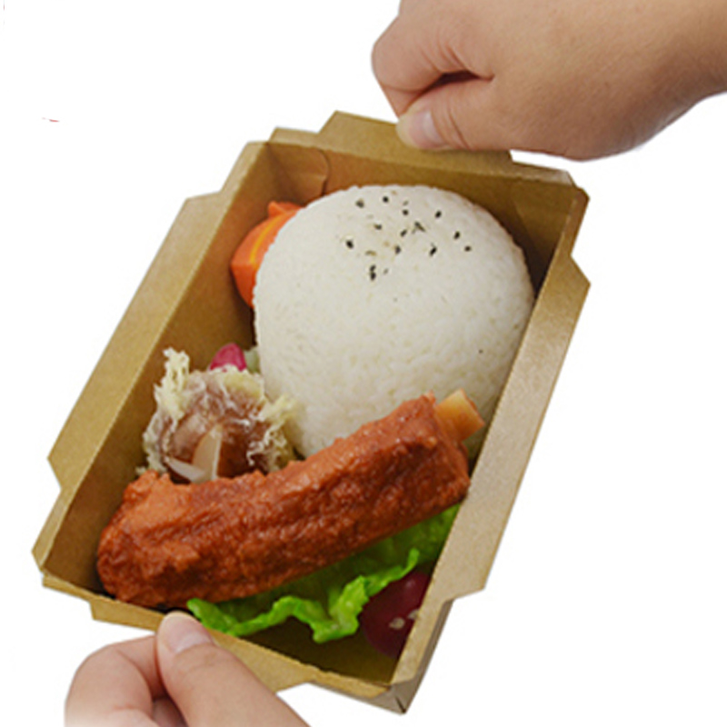 50pcs Kraft meal box without lid Waterproof Greaseproof Barbecue Sandwich Bread container (500ml/750ml/1000ml/1600ml).