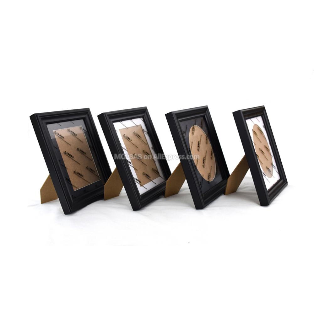 7X5 Inch Black Wood Tabletop Photo Picture Frame With Matboard Unique Style Wooden Molding Border Wall Mounted For Desk Decor