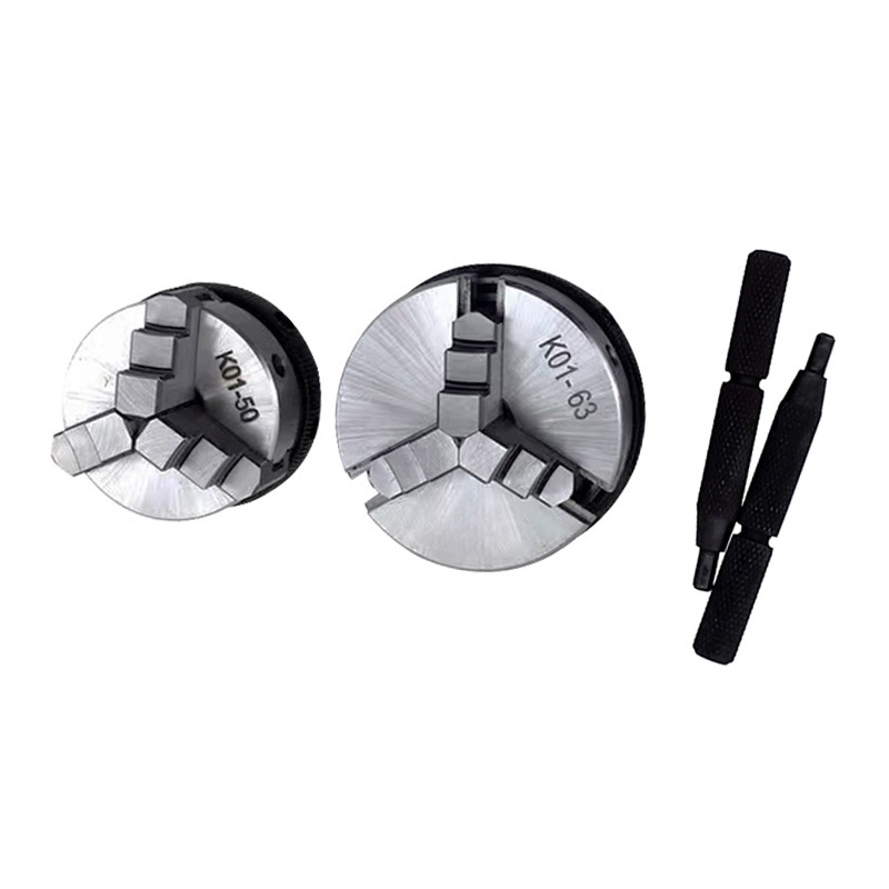 K01-63 63mm Lathe Mini Chuck 3 Jaws Woodworking Hand Chuck with Mounting Thread Screw Rod Self-Centering Lathe Chuck Tool