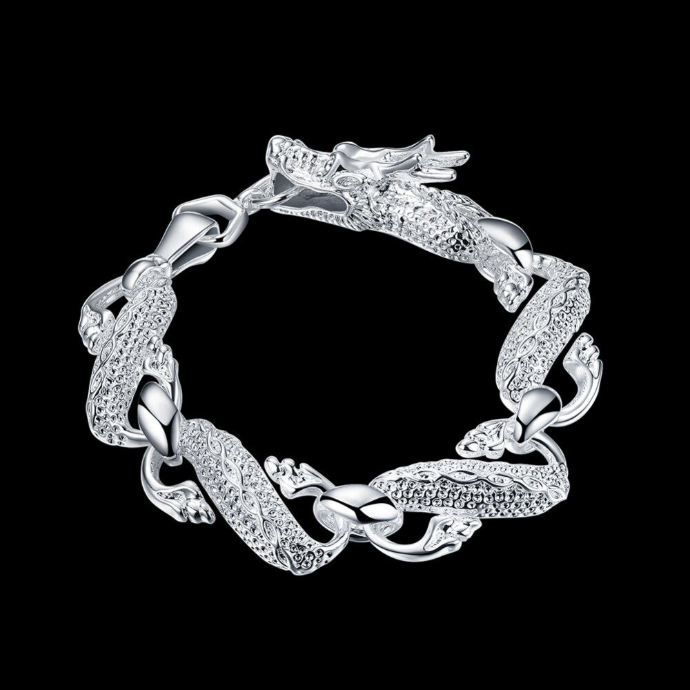 Vintage Dragon Mannen Armband 925 Sterling Zilver Wit Dragon Ketting Armband Voor Mannelijke Klassieke Sieraden