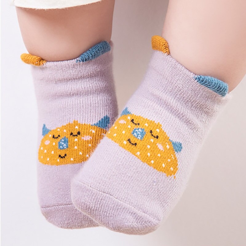 All Season Infant Baby Kid Boy Girl Cotton Short Socks Cute Cartoon Animals Pattern Comfortable Soft Soled Anti-slip Floor Socks