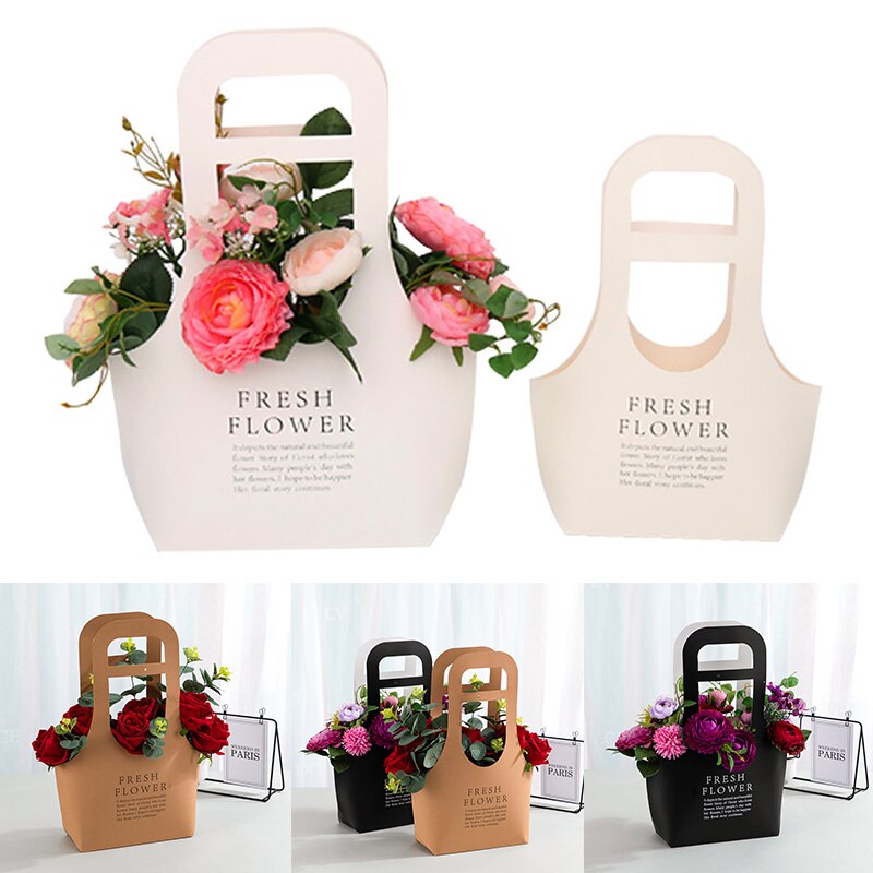 1PC Blume Kasten Kraft Papier Pakcling Faltbare DIY Liefert Tote Tasche Multifunktions